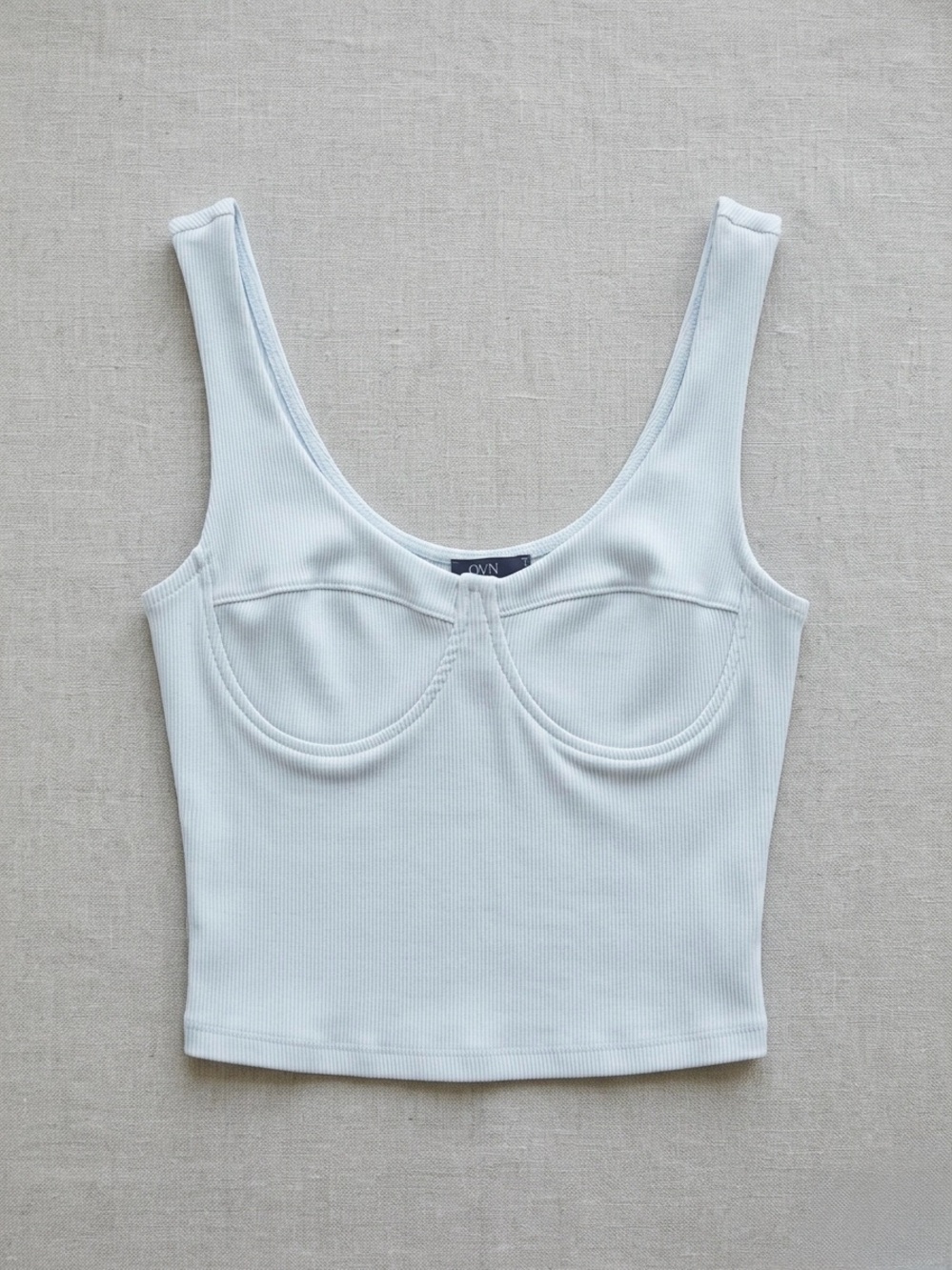 Dynamite Pale Blue Ribbed Underwire Crop Top
